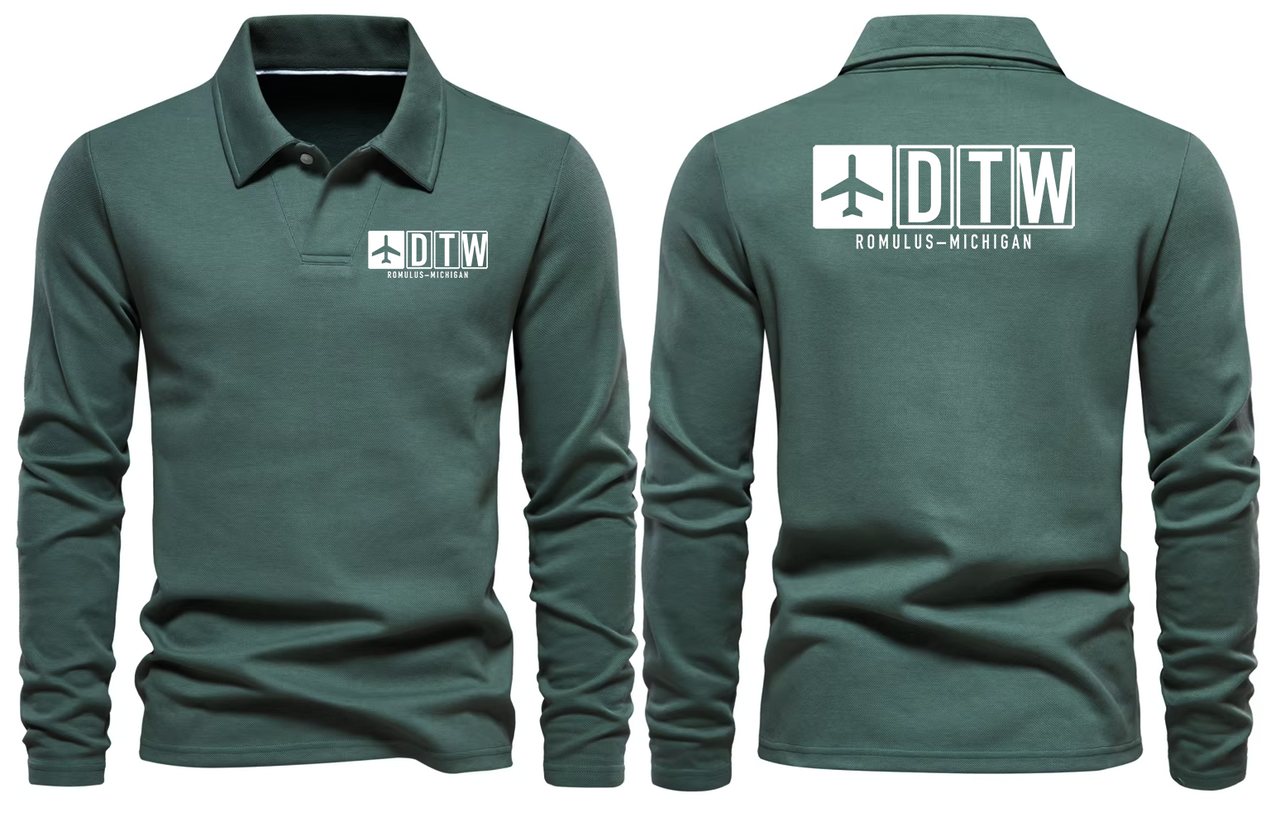 DTW AIRPORT LONG SLEEVE POLO