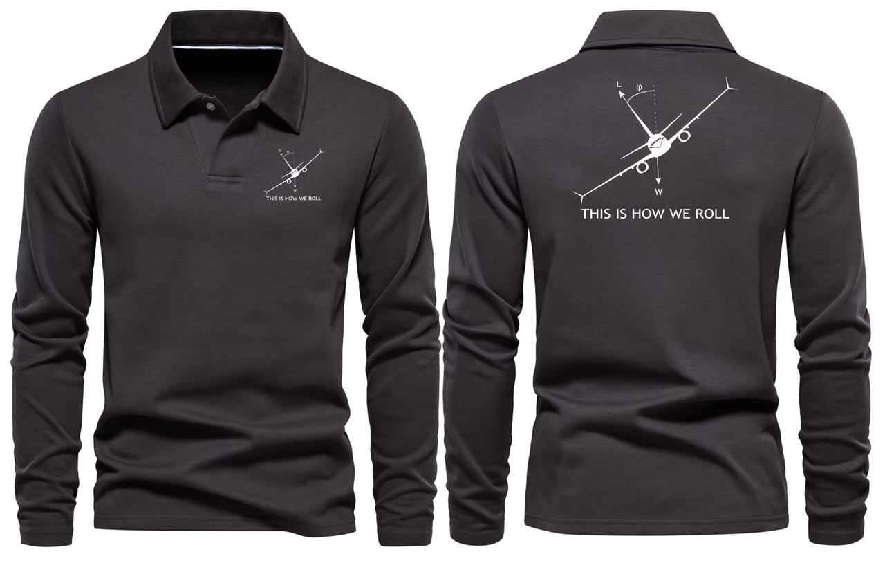 BOEING THIS IS HOW TO  WE ROLL LONG SLEEVE  POLO