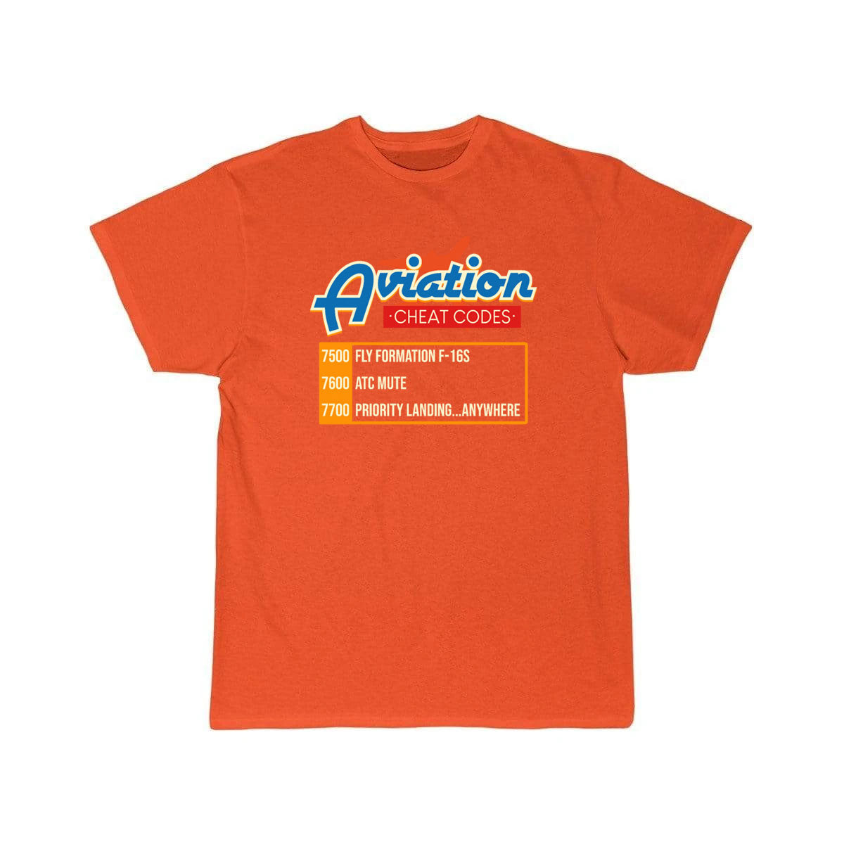Aviation Cheat Codes print Airplane Pilot ATC T-SHIRT THE AV8R