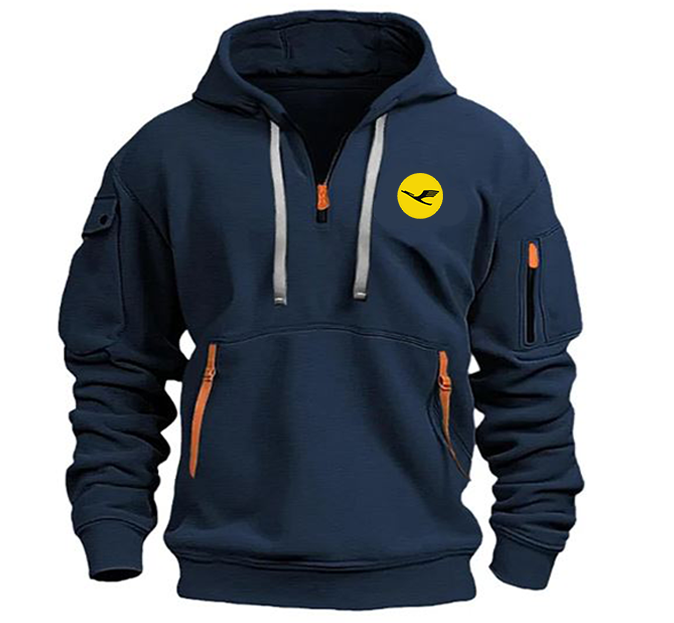 LUFTHANSA LOGO AIRLINE HOODED JACKET PULLOVER