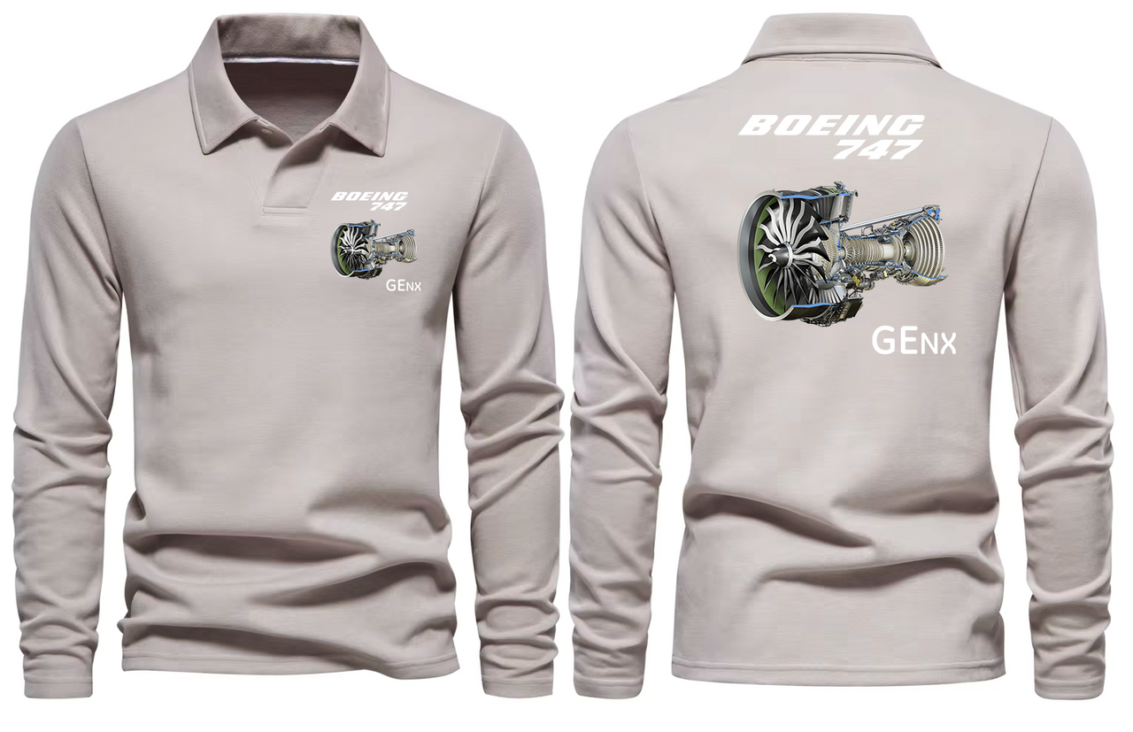 BOEING 747 GENX LONG SLEEVE  POLO