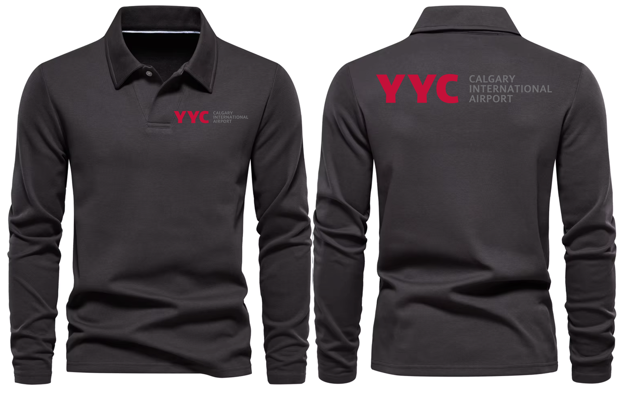 YYC AIRPORT LONG SLEEVE  POLO
