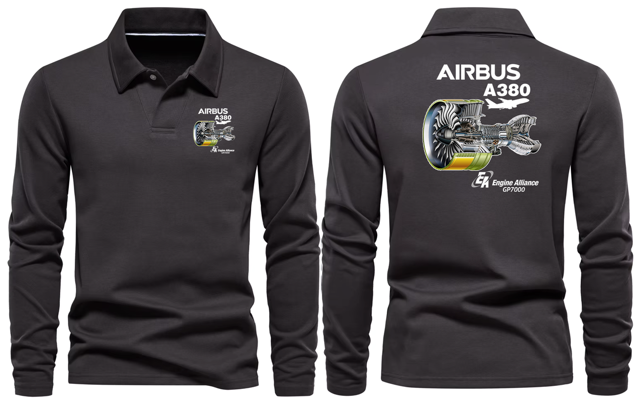 AIRBUS A380  ENGINE LONG SLEEVE  POLO