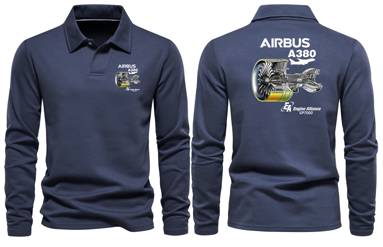 AIRBUS A380  ENGINE LONG SLEEVE  POLO
