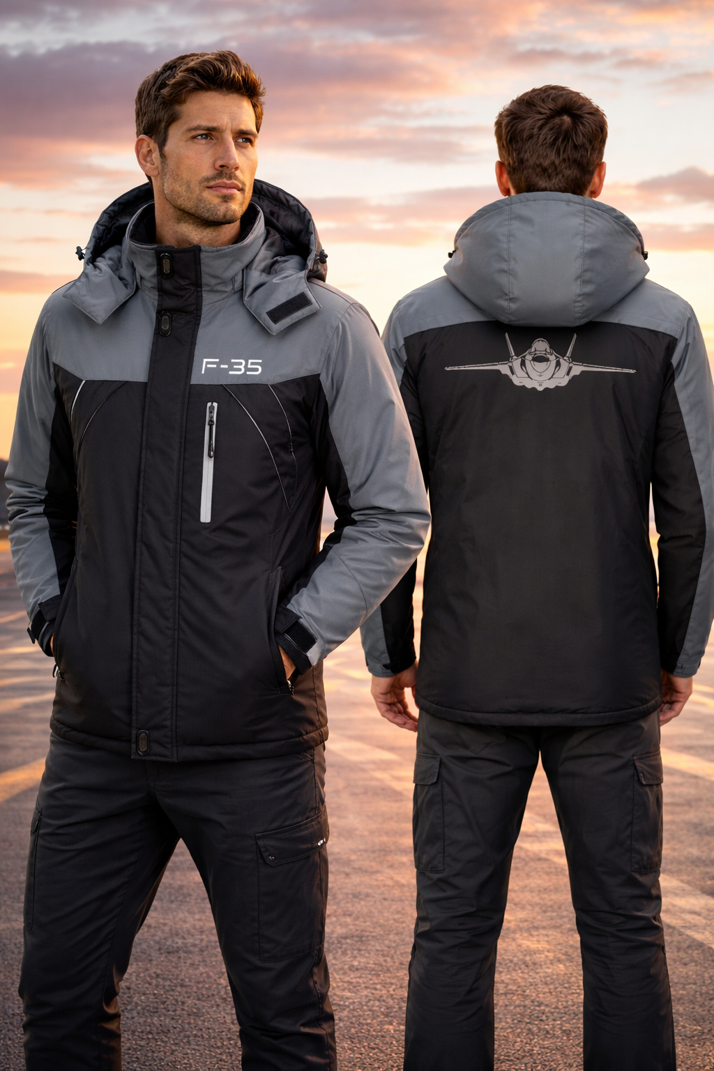 F35 Winter Coat - Water-Resistant, Heavy Snow Protection, Unique Design with Utility Pockets