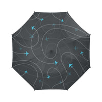 Thumbnail for AIRCRAFT DESTINATIONS DARK SEAMLESS BACKGROUND. SEMI-AUTOMATIC FOLDABLE UMBRELLA (MODEL U05) e-joyer