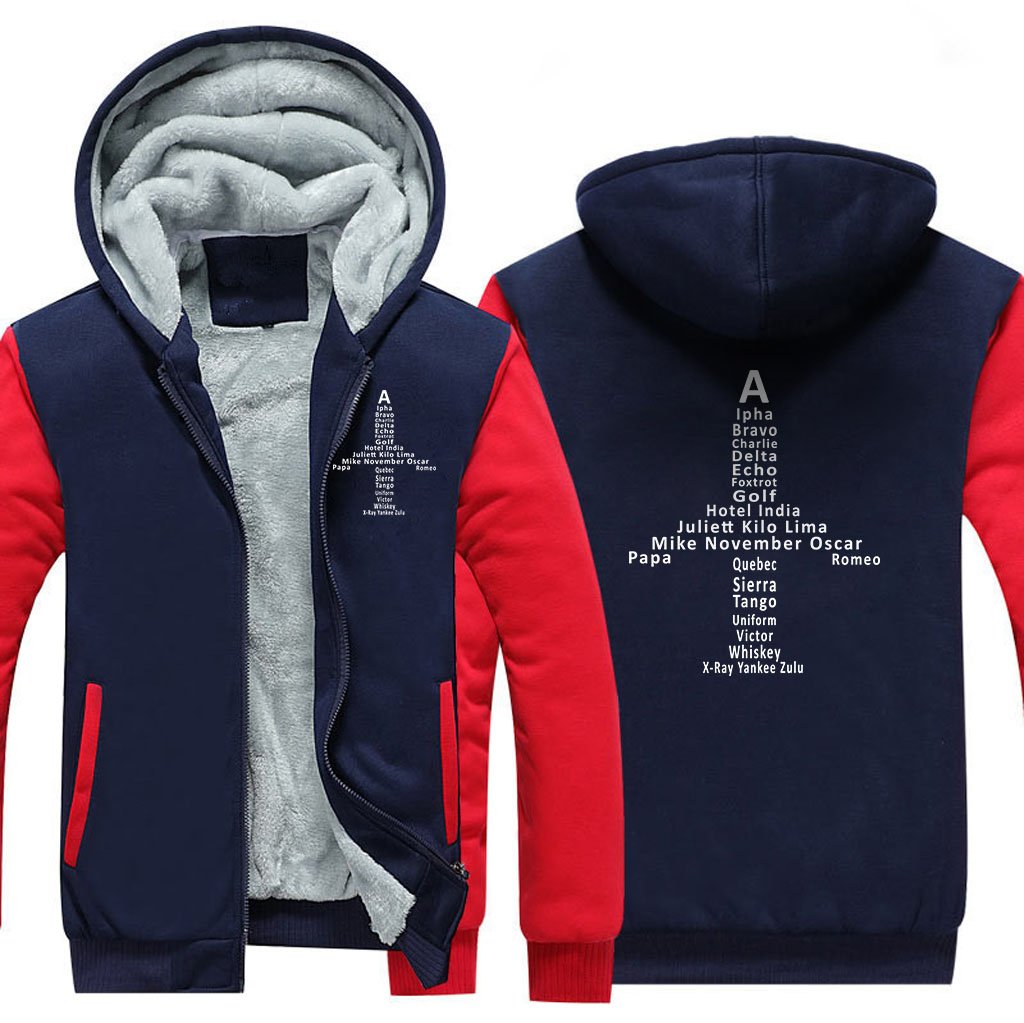 AVIATION ALPHABET DESIGNED ZIPPER SWEATER THE AV8R