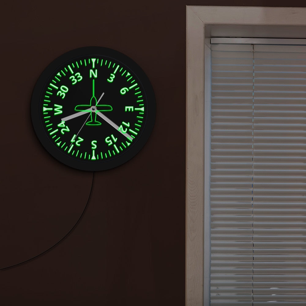 AIRCRAFT GAUGES COCKPIT INSTRUMENTS AVIATION LED LIGHTING WALL CLOCK THE AVIATOR