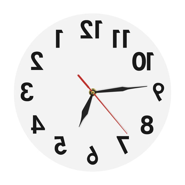 Reverse Wall Clock Unusual Numbers Backwards AV8R