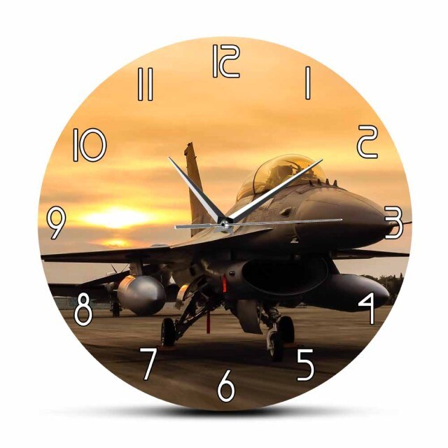 F16 FALCON FIGHTER JET AIRCRAFT PLANE WALL CLOCK THE AVIATOR