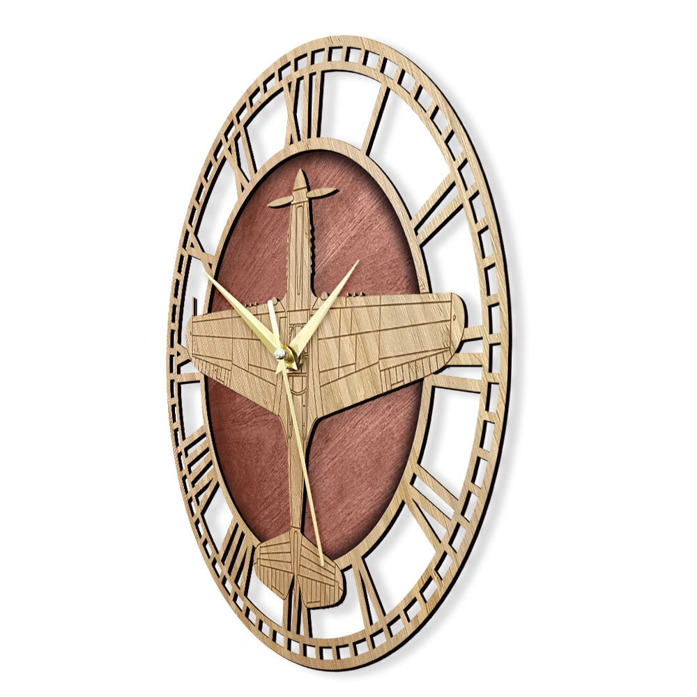 P-40 WARHAWK WOODEN WALL CLOCK THE AVIATOR